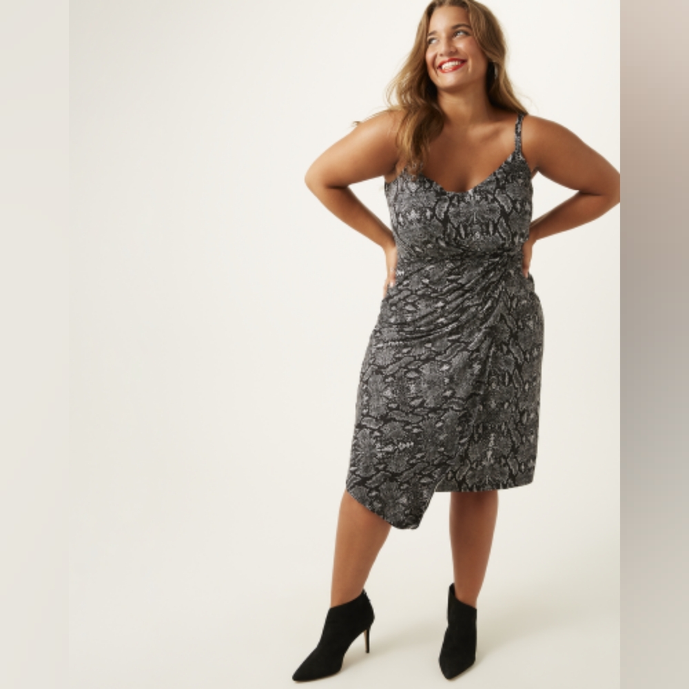 NEW NWOT Dia & Co Socialite Curve Grey/Black Snakeskin Pullover Dress Sz 2X